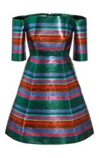 Delpozo Strapless Lurex Striped Dress