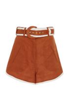 Zimmermann Belted Two-tone Linen Shorts