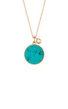 Ginette Ny Ever 18k Rose Gold Turquoise Disc Necklace
