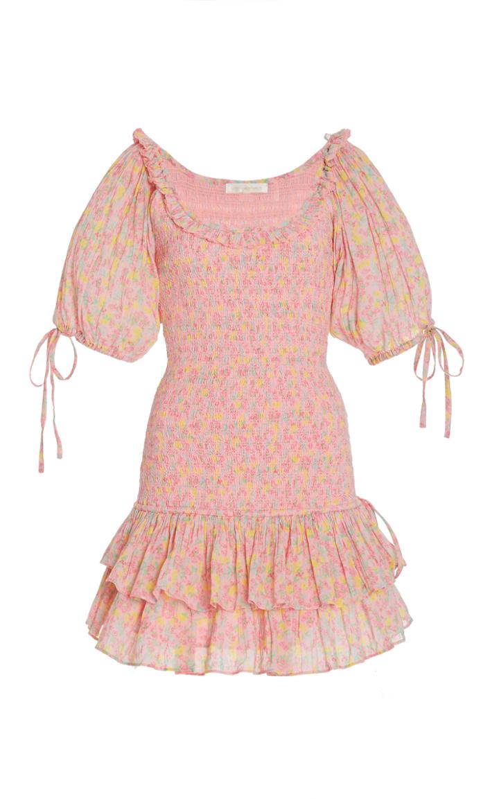 Moda Operandi Loveshackfancy Violet Smocked Cotton Dress