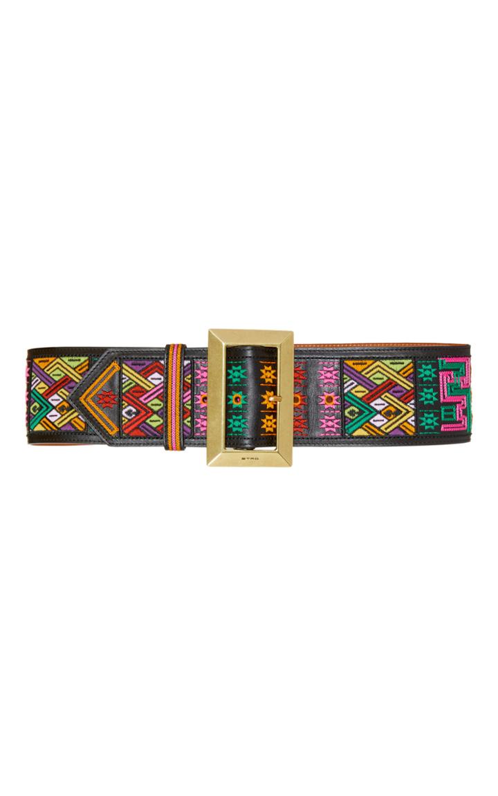 Etro Embroidered Leather Belt