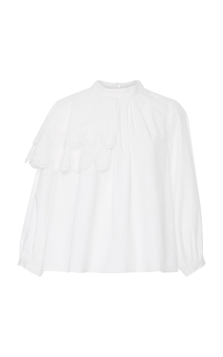 Sea Asymmetrical Plymouth Ruffle Blouse