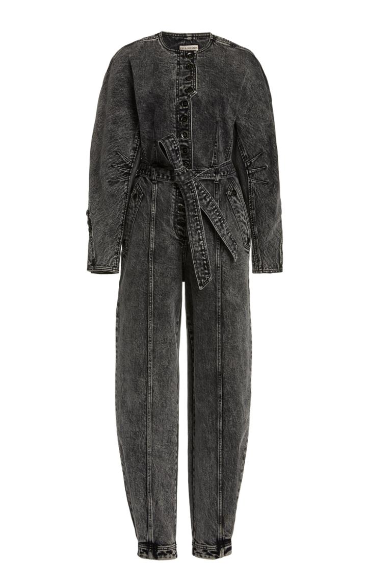 Ulla Johnson Atlas Onyx Belted Denim Jumpsuit
