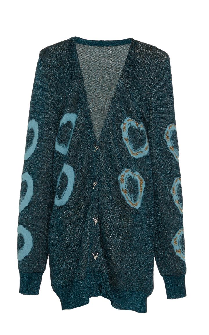 Moda Operandi Anas Jourden Heart-pattern Lurex Cardigan Size: 38