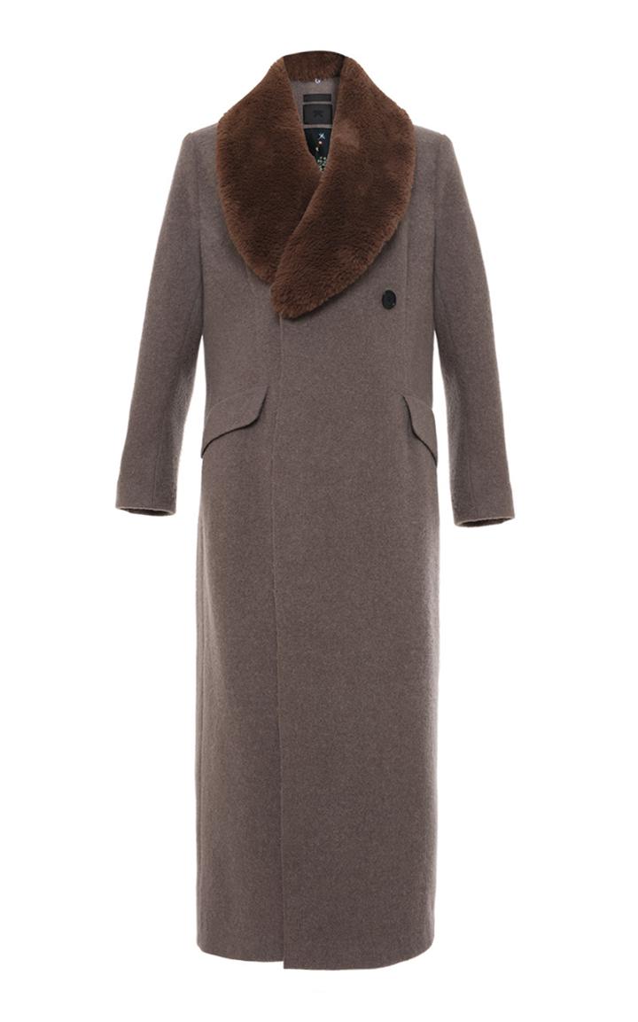 Lake Studio Faux Fur Collar Long Coat