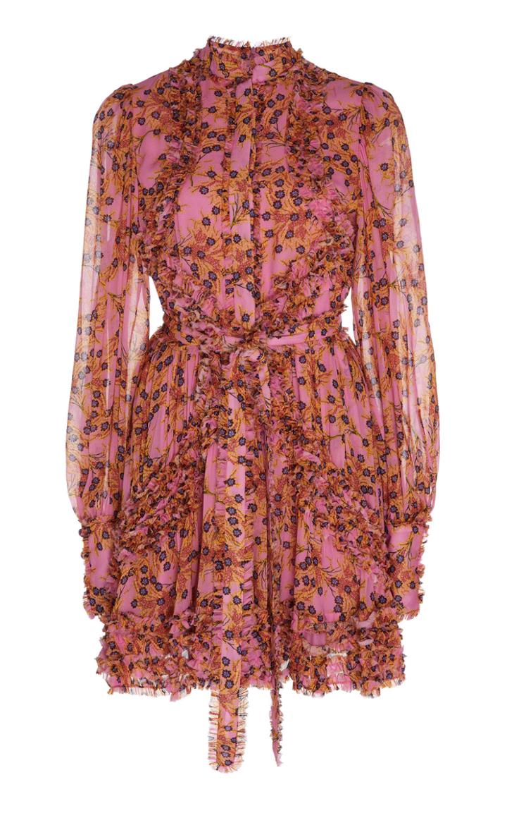 Alexis Karina Belted Georgette Mini Dress