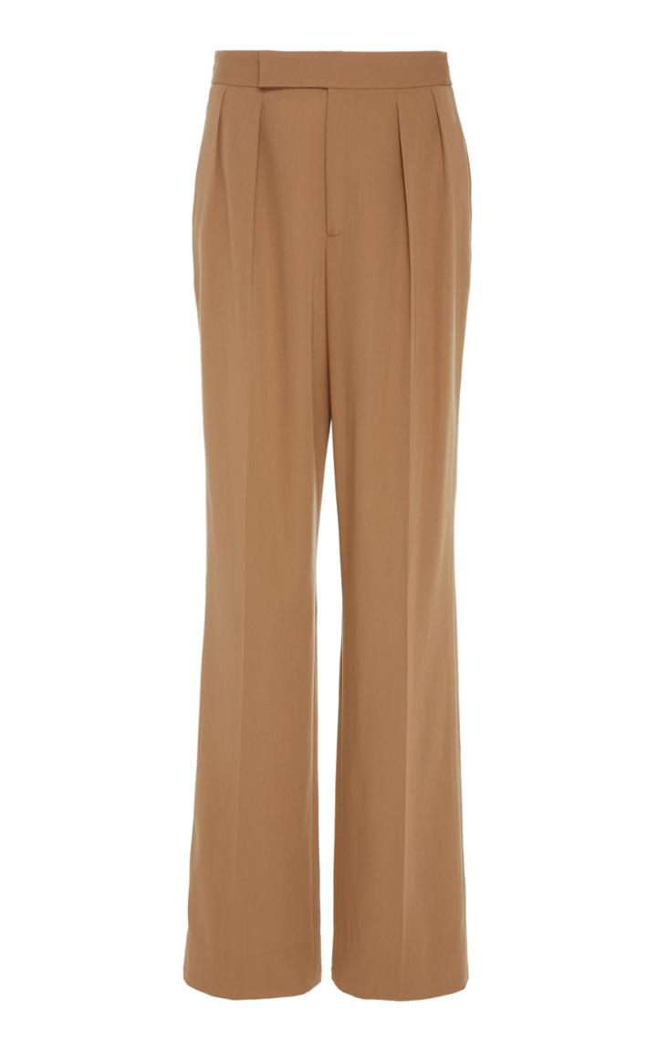 Ralph Lauren Bingham Pleated Wool-crepe Wide-leg Pants