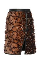 Mary Katrantzou Leather-trimmed Sequined Foil Skirt
