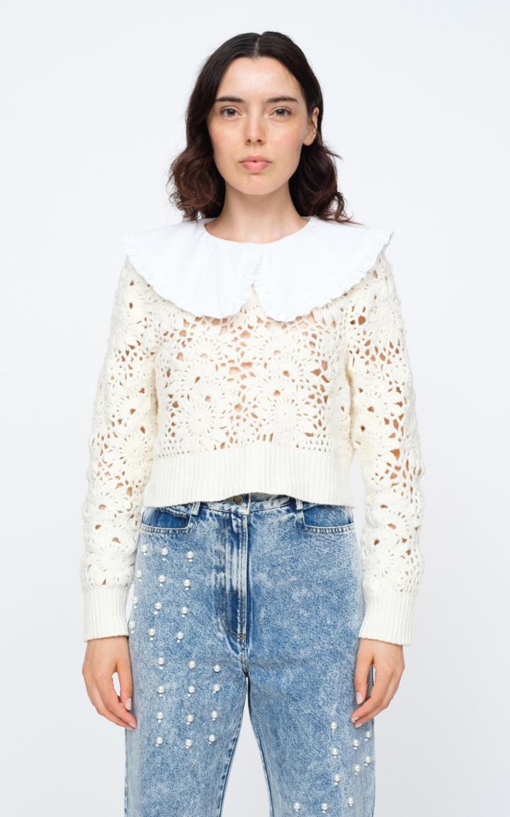 Moda Operandi Sea Zandra Cropped Cotton-blend Crochet-knit Top