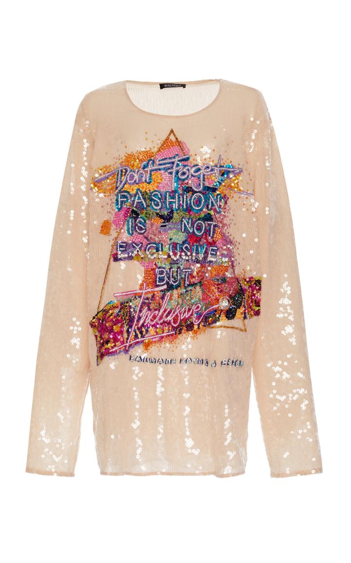 Balmain Embroidered Sequin T-shirt
