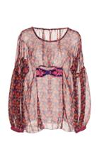 Anna Sui Bow-embellished Pleated Silk Top