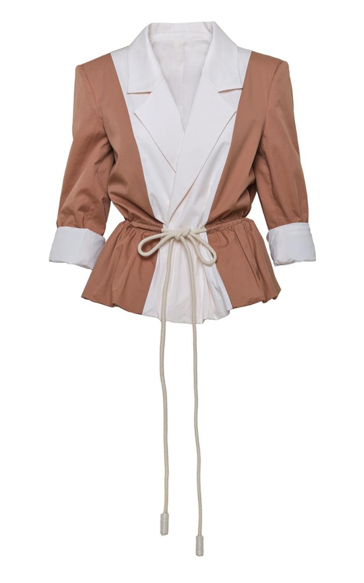 Moda Operandi Johanna Ortiz Harmonious Two-tone Cotton-blend Blazer