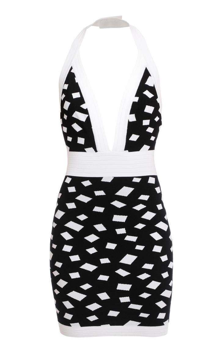 Moda Operandi Balmain Jacquard-knit Halter-neck Mini Dress