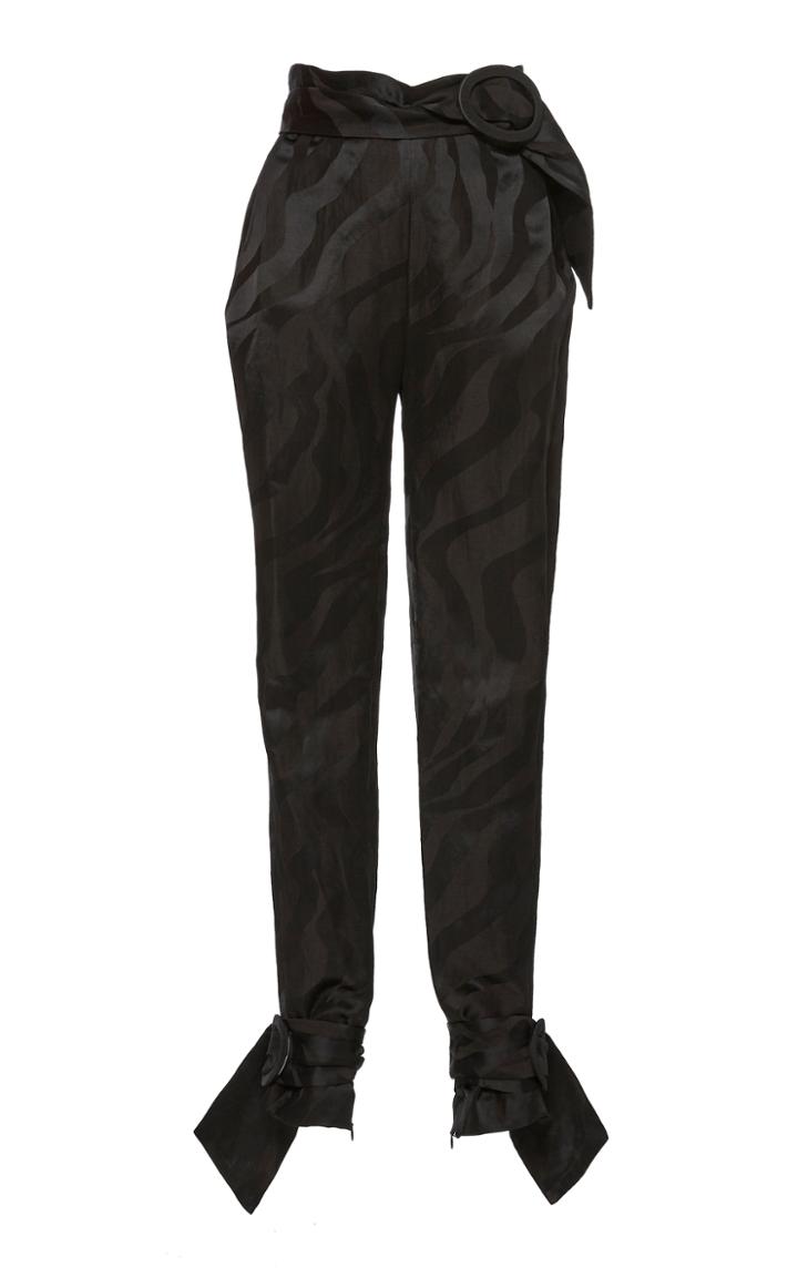 Carmen March Belted Jacquard Pants