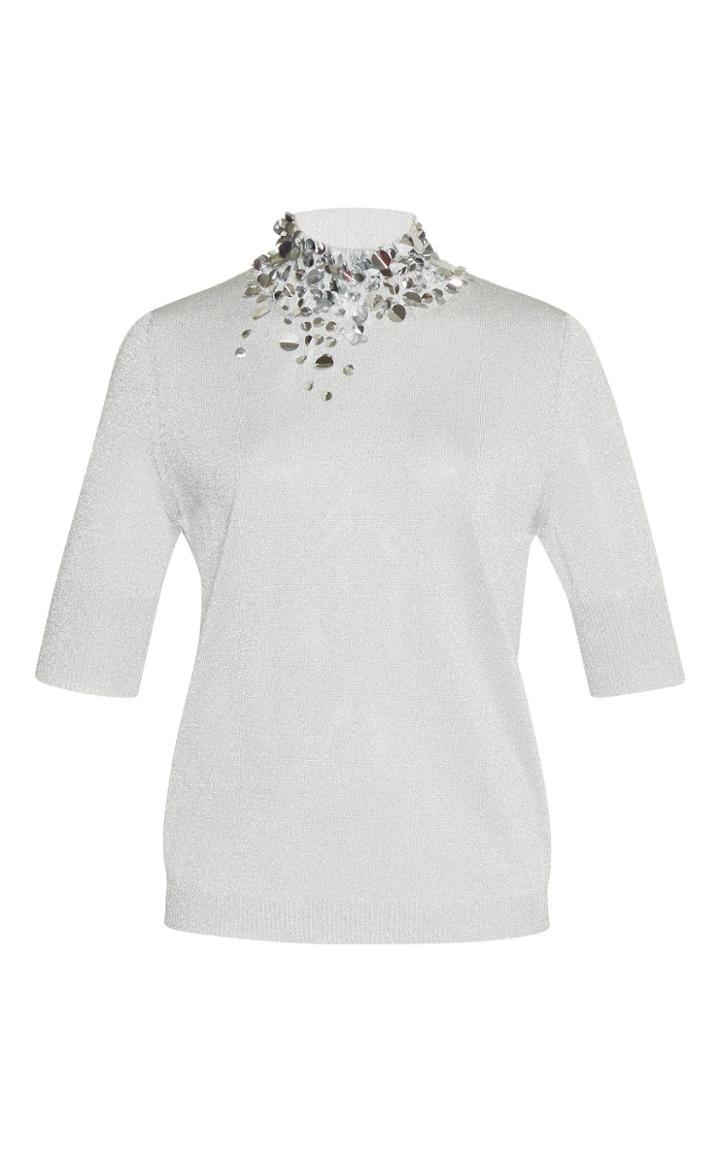 Delpozo Short Sleeve Embellished Knit