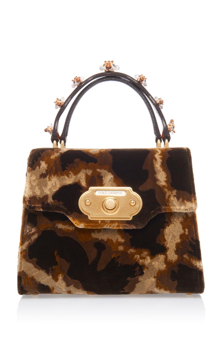 Dolce & Gabbana Embellished Leather-trimmed Suede Tote