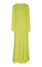 Carolina Herrera Long Sleeve Crepe Crew Neck Gown