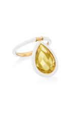 Nina Runsdorf The Artist Yellow Citrine And White Enamel Large Ring