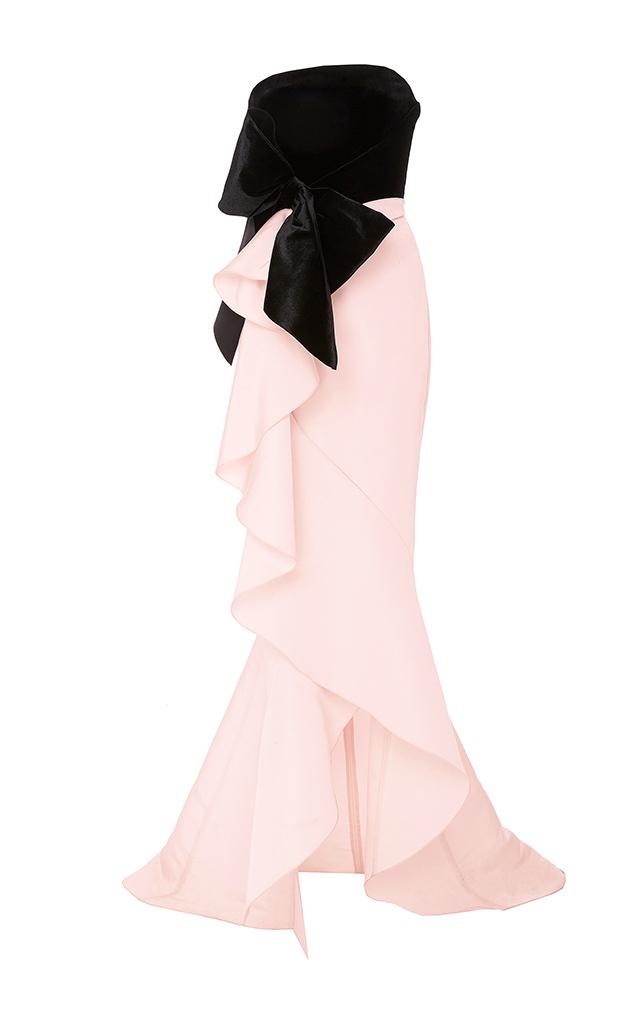 Marchesa Bow-embellished Strapless Silk Gown