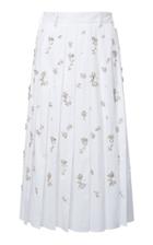 Prada Pleated Embellished Poplin Midi Skirt