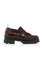 Ganni Croc-effect Leather Loafers