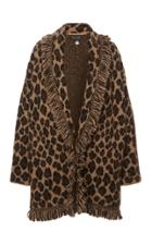 Moda Operandi Alanui Fringed Brushed Leopard Jacquard-knit Alpaca-blend Cardigan