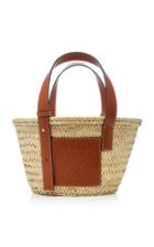 Loewe Leather-trimmed Straw Basket Tote