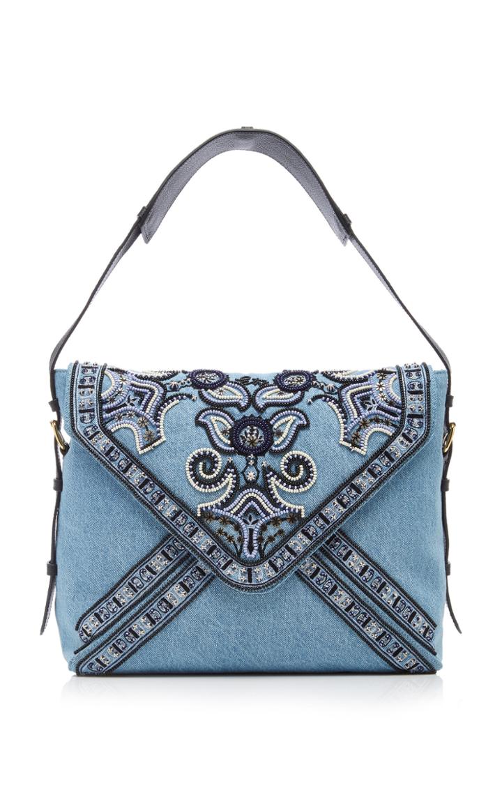 Etro Embroidered Denim Clutch Bag