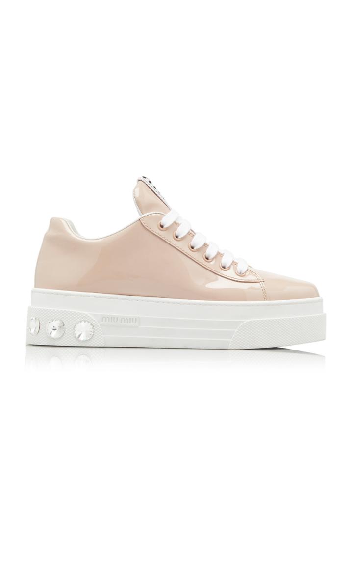 Miu Miu Crystal-embellished Leather Sneakers