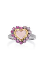 She Bee Rhodium-plated Topaz And Sapphire Heart Ring