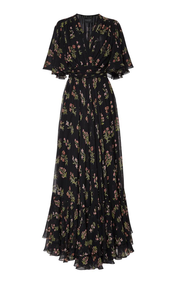 Giambattista Valli Floral Surplice Silk Maxi Dress