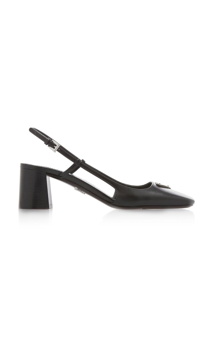 Prada Logo-detailed Leather Slingback Pumps