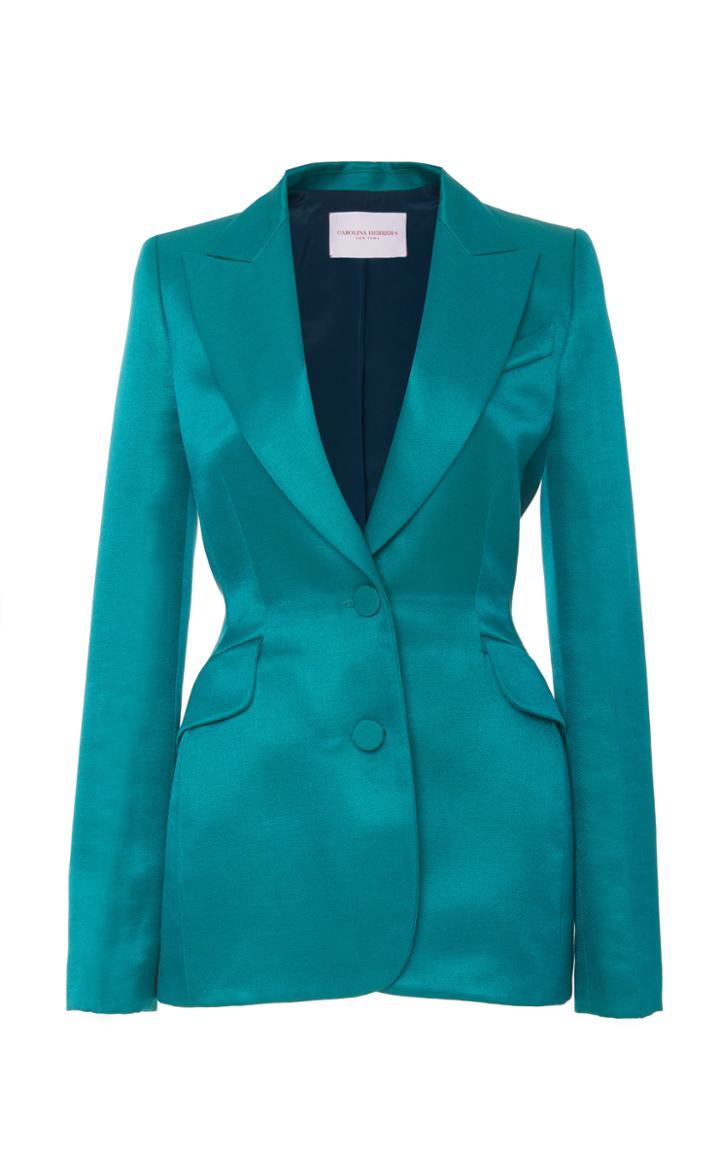 Carolina Herrera Single Breasted Fitted Satin Blazer
