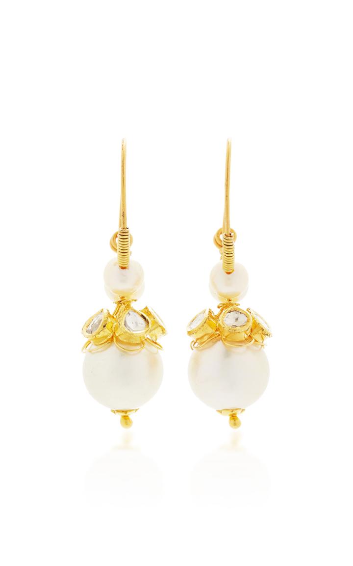 Sanjay Kasliwal Raj 22k Gold Pearl And Diamond Earrings