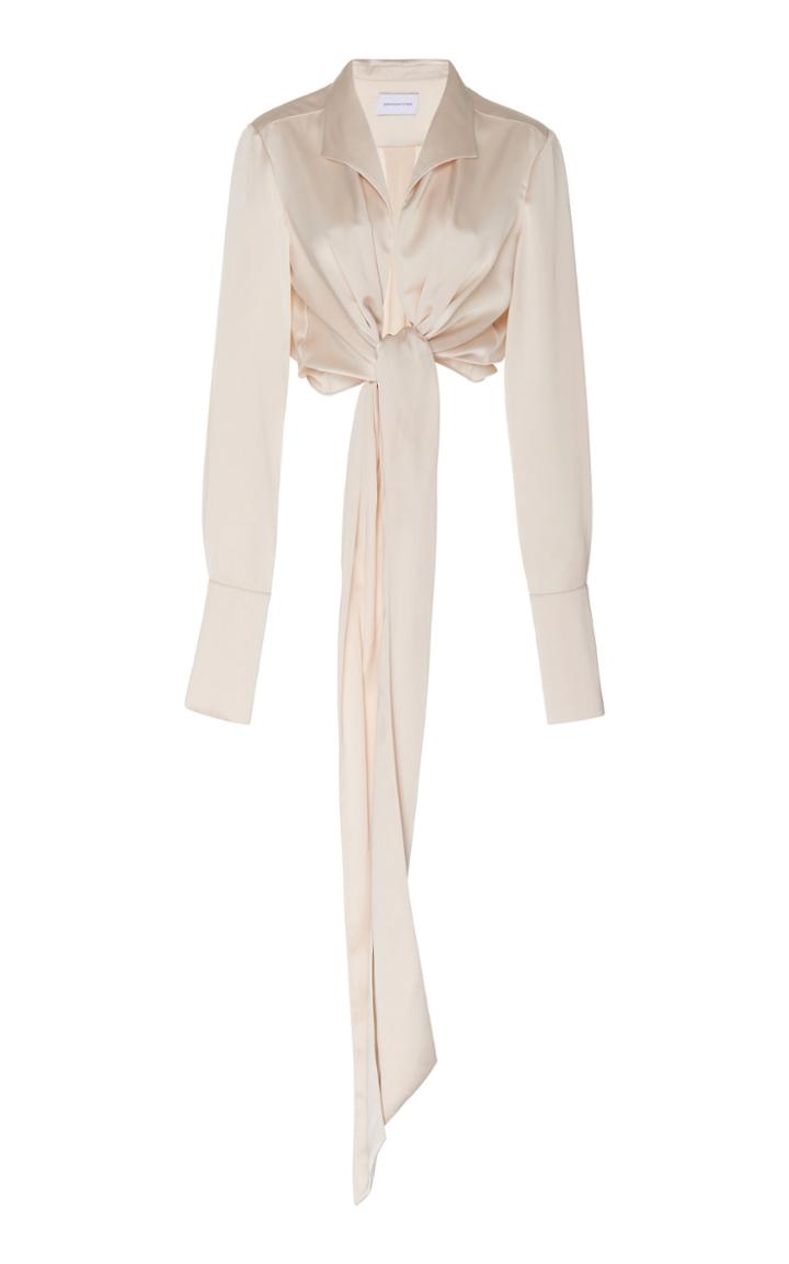 Significant Other Lucine Cropped Tie-front Satin Top Size: 2