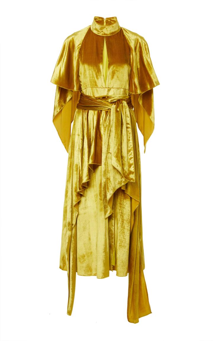 Prabal Gurung Dabu Velvet Cape Dress