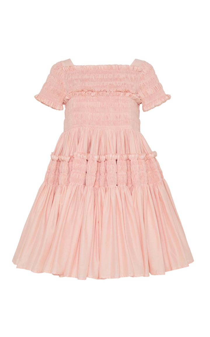 Moda Operandi Molly Goddard Moffy Hand Smocked Cotton Voile Mini Dress