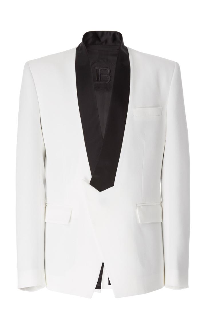 Balmain Crepe & Satin Pointed Collar Jacket