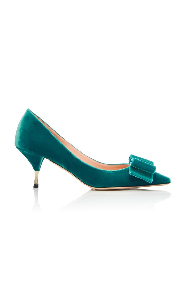 Rochas Velvet Kitten Heel Pump With Bow