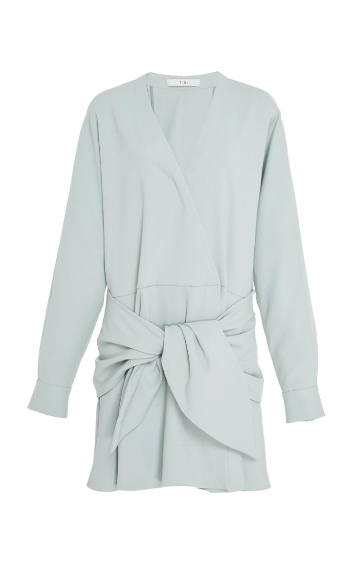 Tibi Chalky Crepe Wrap Dress