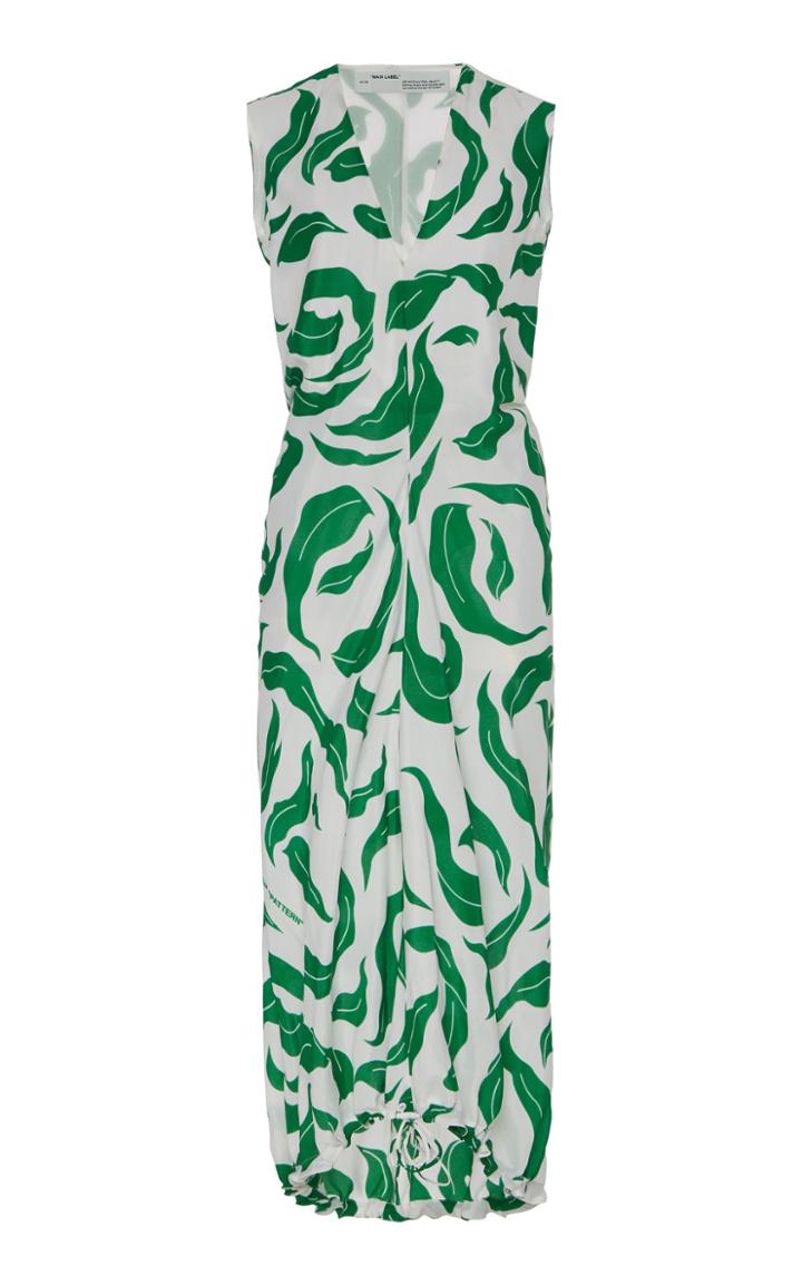 Off-white C/o Virgil Abloh Leave Illusion Printed Draped Dress