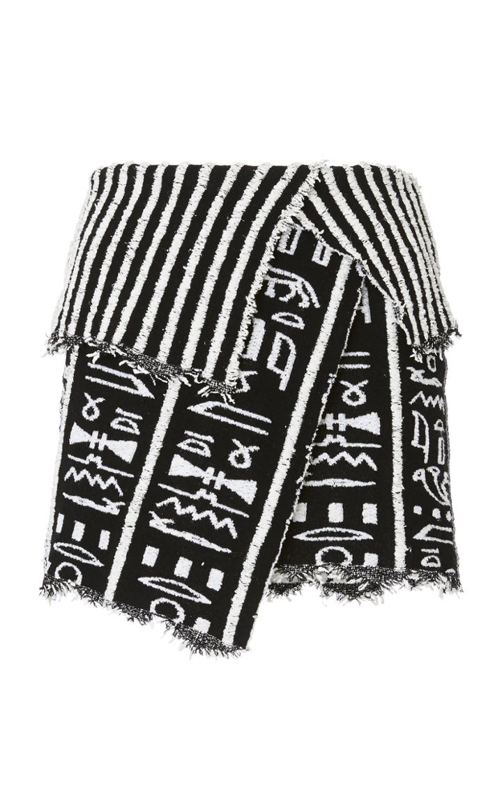 Balmain Hieroglyph Boucl Wrap Skirt