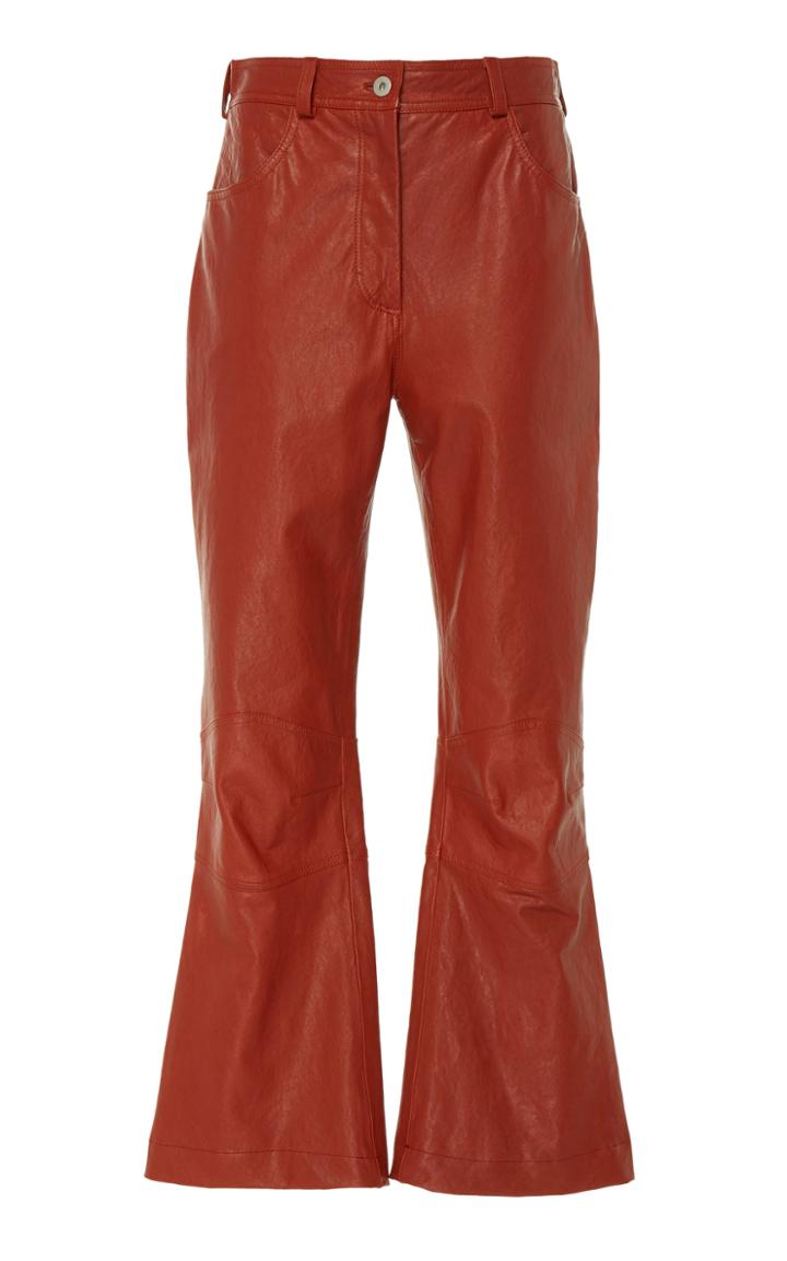 Cdric Charlier Cropped Leather Flare Pants