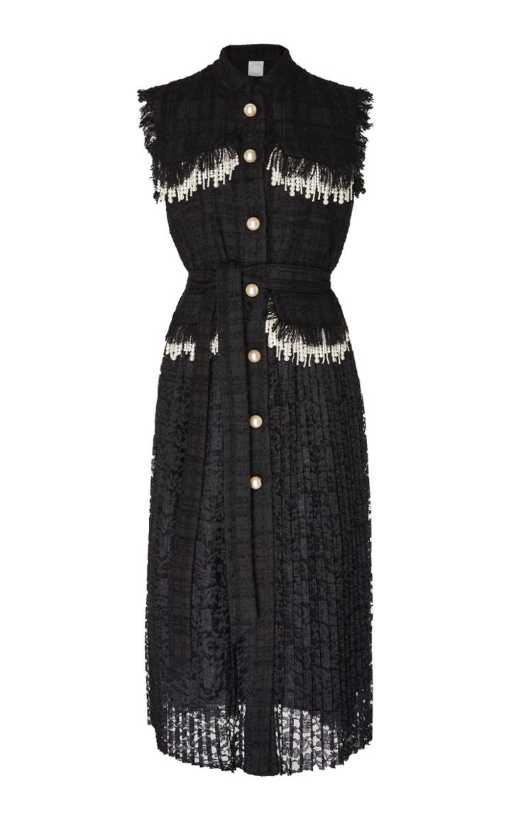 Huishan Zhang Wyatt Sleeveless Embellished Lace Midi Dress