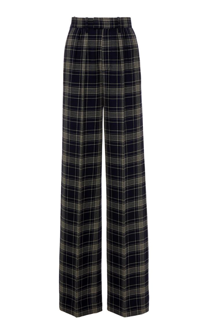 Moda Operandi Marc Jacobs Plaid Wool Pleated Wide-leg Trousers Size: 00