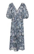 Ganni Elm Printed Georgette Midi Dress