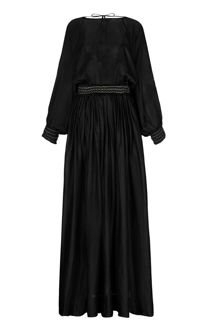 Moda Operandi Escvdo Borneo Long-sleeve Maxi Dress With Hand Embroidery