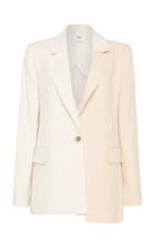 Moda Operandi Aje Parchment Two-tone Linen-cotton Asymmetric Blazer