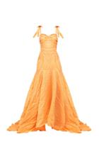 Bambah Orange Arancia Gown With Tie Shoulder Straps And Fitted Bust