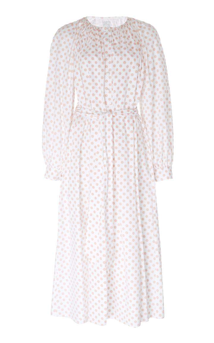Huishan Zhang Freya Polka-dot Cotton-blend Midi Dress